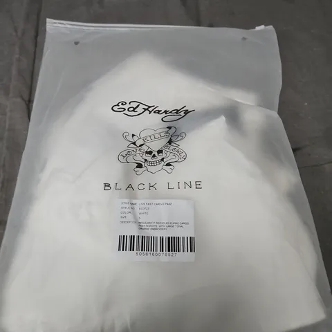 ED HARDY BLACK LINE LIVE FAST CARGO PANT – WHITE – UK S