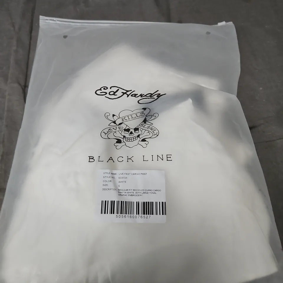 ED HARDY BLACK LINE LIVE FAST CARGO PANT – WHITE – UK S