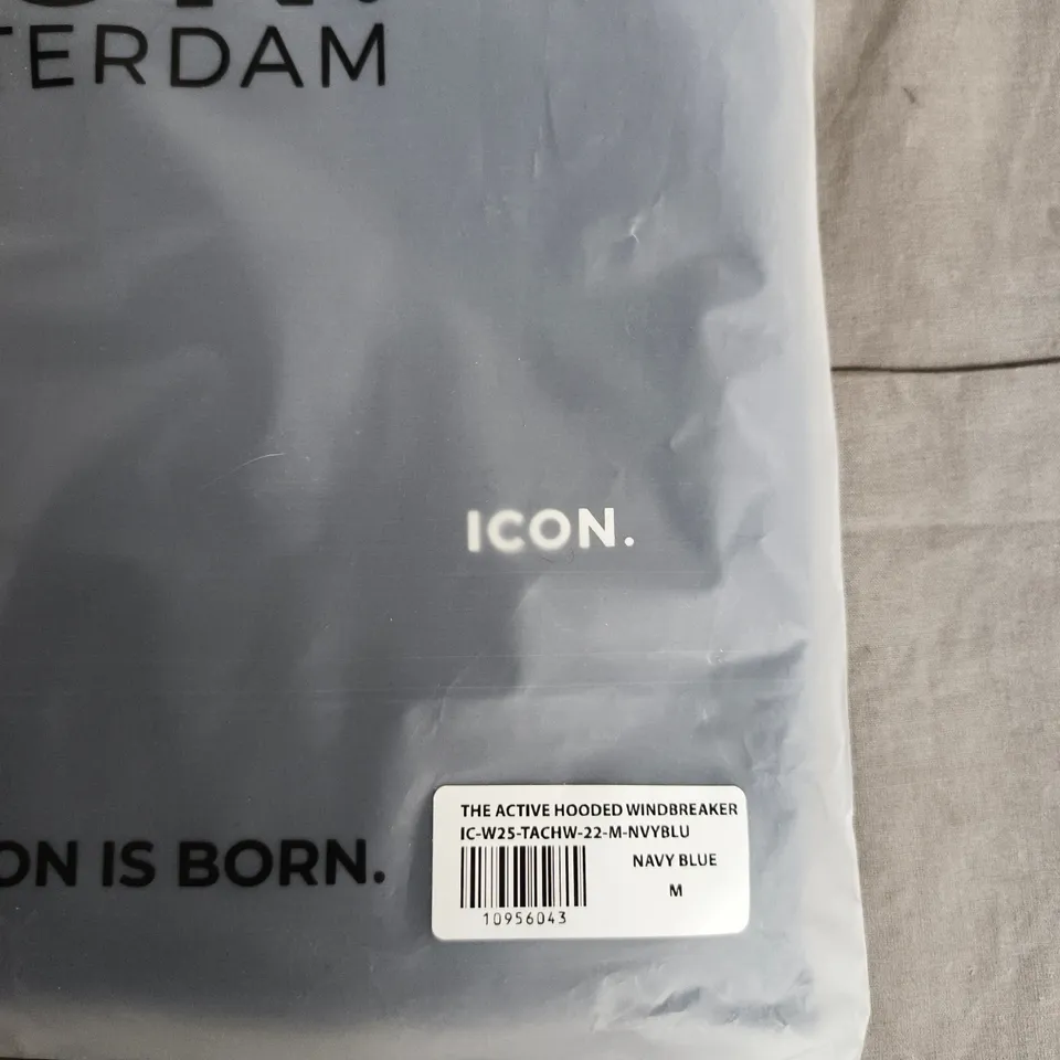 ICON AMSTERDAM ACTIVE HOODED WINDBREAKER – NAVY BLUE, SIZE M