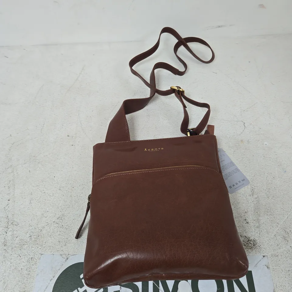 ASSOTS LONDON CANARY BROWN VINTAGE LEATHER CROSSBODY BAG