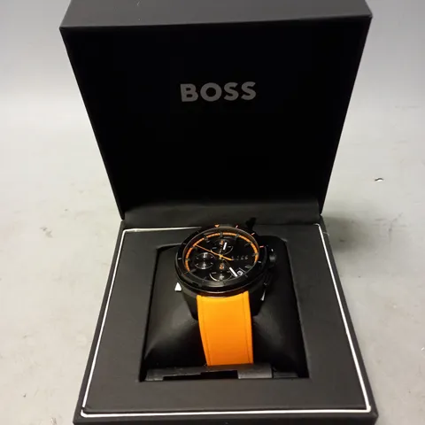 BOXED HUGO BOSS WATCH MENS ORANGE BLACK