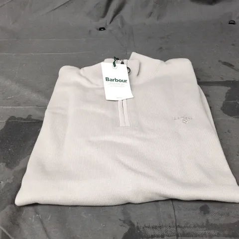 BARBOUR COTTON HALF ZIP KNIT TOP – MIST – XXL