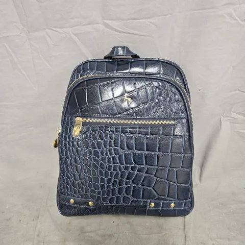 ASHWOOD CROC LEATHER MEDIUM BACKPACK BLUE