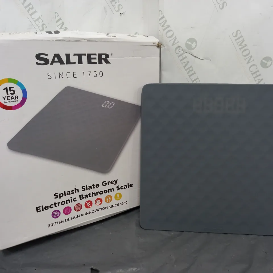 BOXED SLATER SPLASH SLATE GREY ELECTRONIC BATHROOM SCALE