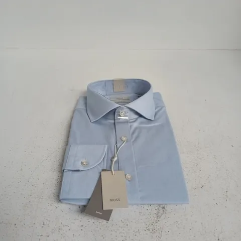 MOSS BROS SKY DOBBY STRETCH SHIRT – LIGHT BLUE, UK 16 1/2