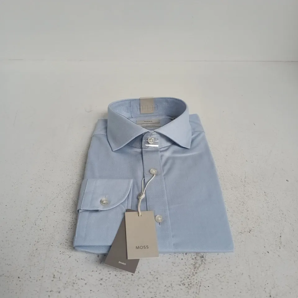 MOSS BROS SKY DOBBY STRETCH SHIRT – LIGHT BLUE, UK 16 1/2