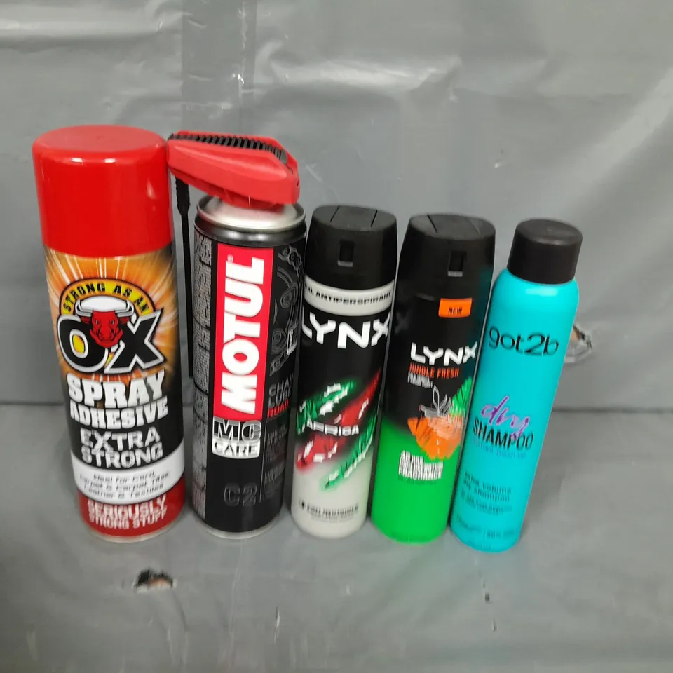 APPROXIMATELY 3 ASSORTED AEROSOLS TO INCLUDE - LYNX, DRY SHAMPOO AND CHAIN CLEANER