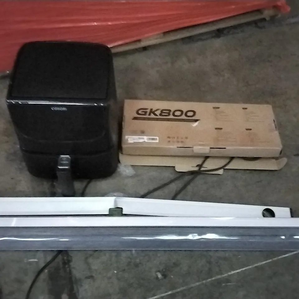 PALLET OF ASSORTED PRODUCTS TO INCLUDE; MATTRESS, COSORI AIR FRYER, SPIRIT LEVEL AND GK800 KEYBOARD 