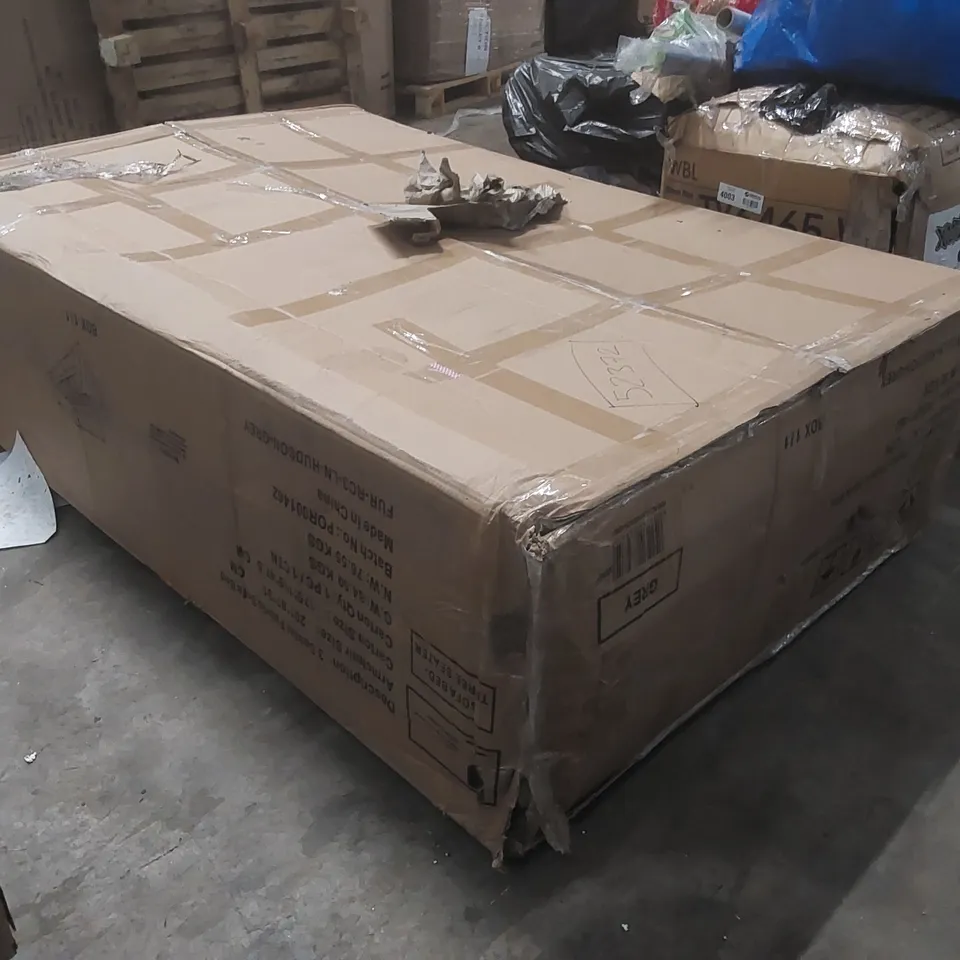 BOXED HUDSON 3 SEATER LINEN SOFA BED - GREY (1 BOX)