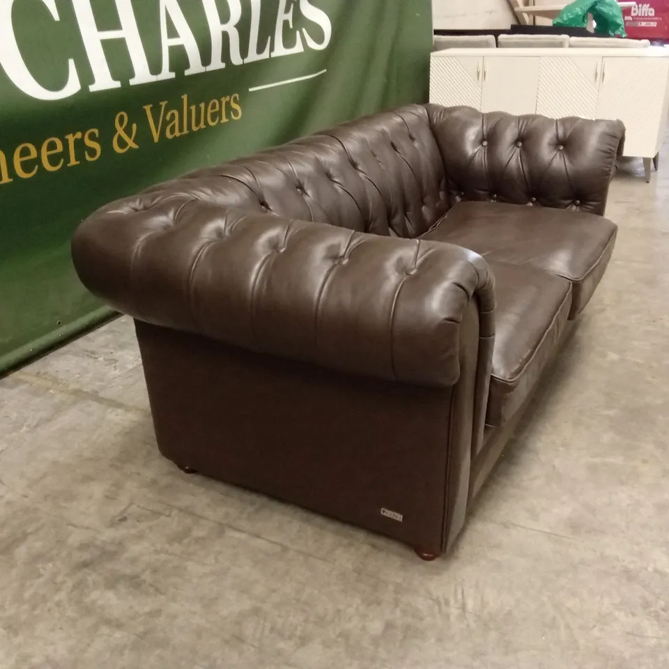 BAKERFIELD 2 SEATER LEATHER/FAUX LEATHER SOFA - CHOCOLATE RRP £899