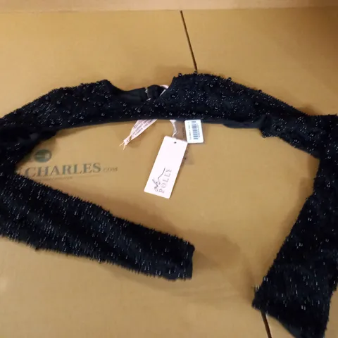 OH POLLY BLACK EMBELLISHED SHOULDER JACKET - UK 12