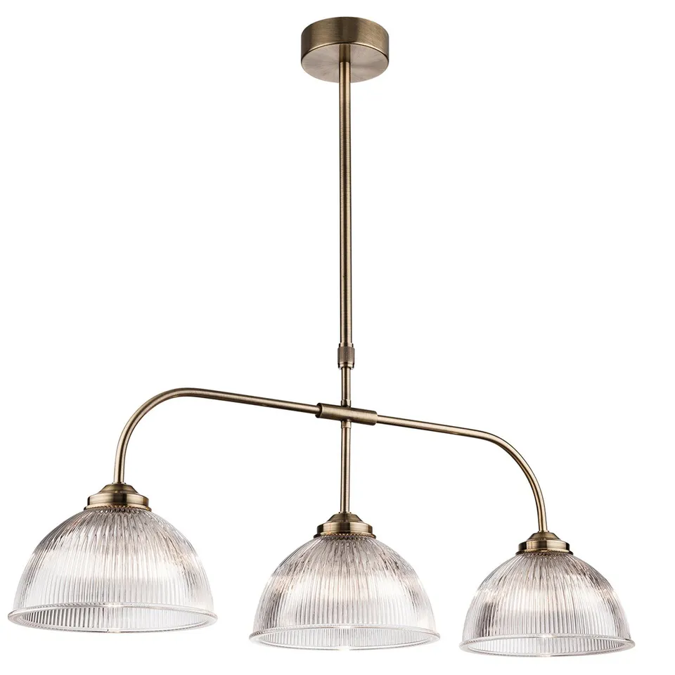 BOXED ASHFORD 3 LIGHT PENDANT - ANTIQUE BRASS (1 BOX)