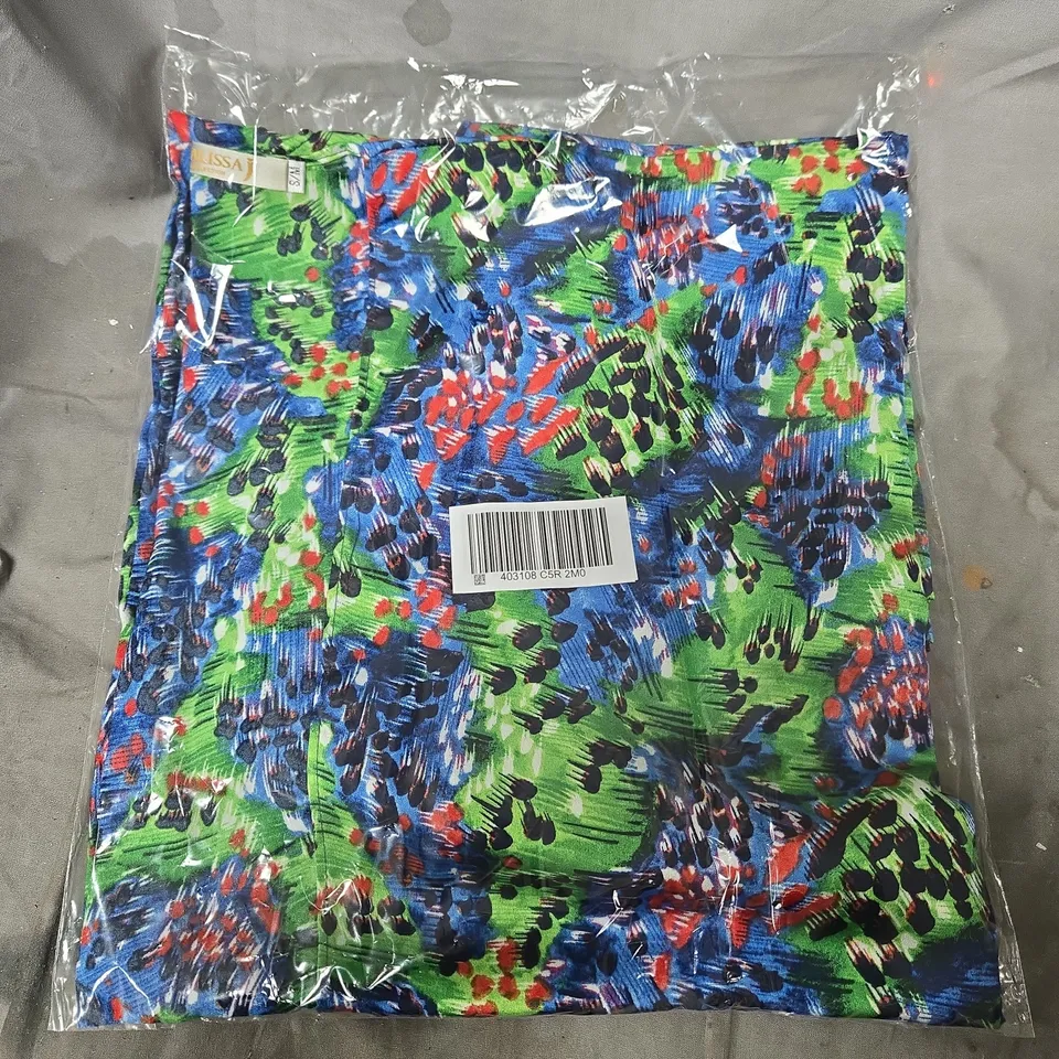 APPROXIMATELY 10 BAGGED MALISSA J PRINTED KIMONO JACKETS IN BLUE/GREEN MULTI ABSTRACT PRINT - SMALL/MEDIUM