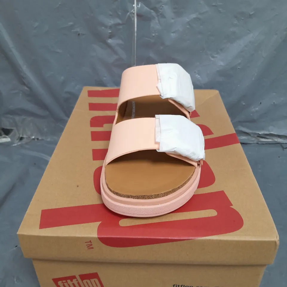 BOXED FITFLOP BUCKLE TWO BAR LEATHER SLIDES SIZE 3 