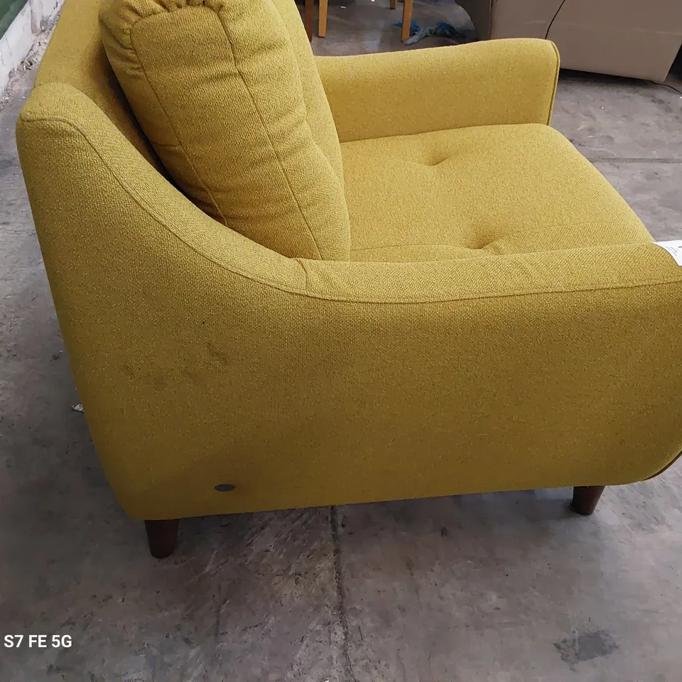QUALITY BRITISH DESIGNER G PLAN EDWARD ARMCHAIR BOBBLE MUSTARD FABRIC 