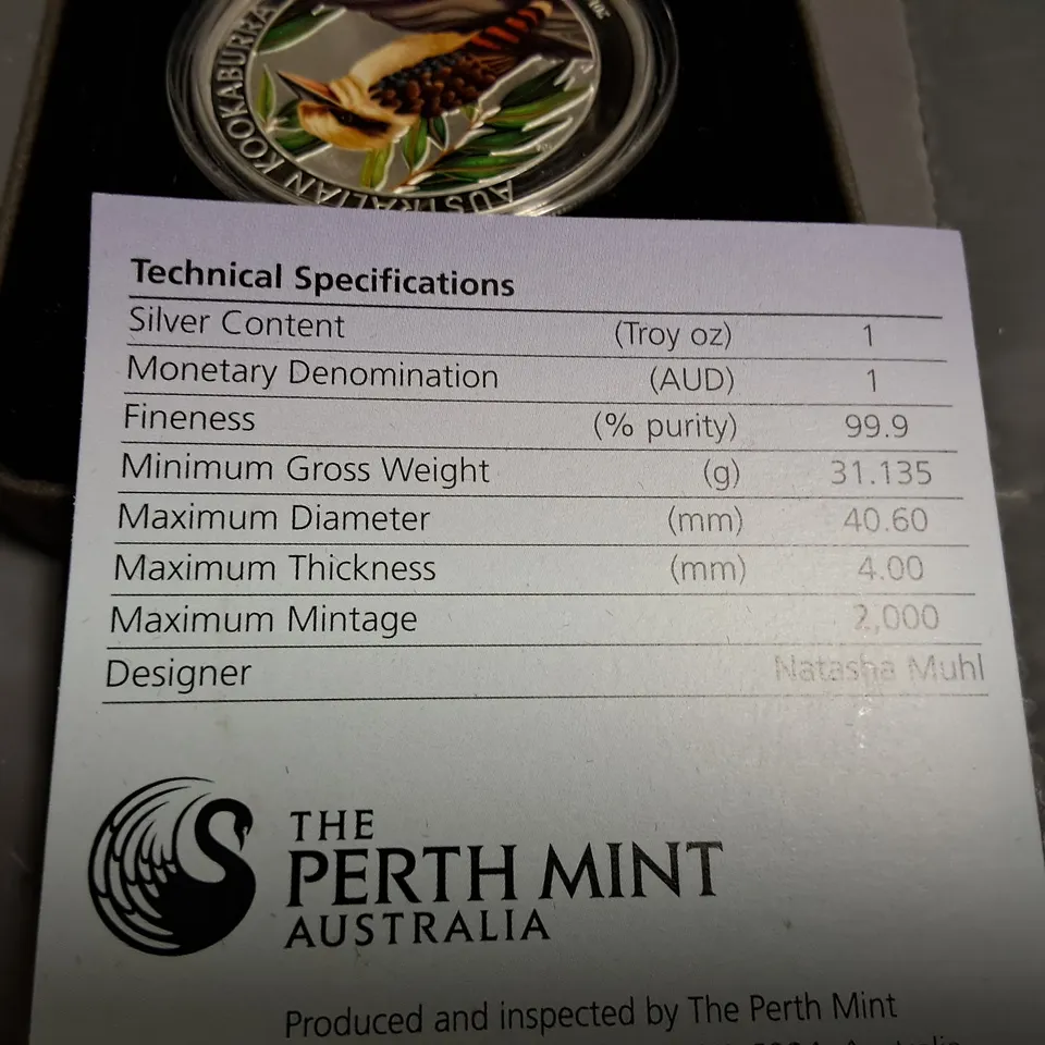 PERTH MINT 1OZ SILVER KOOKABURRA COLOURED COIN