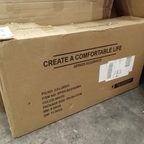 BOXED WALL HUNG WHITE SHELVING UNIT