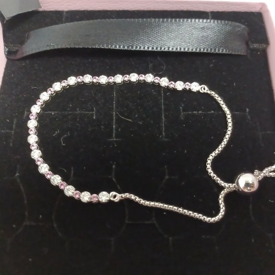 PANDORA PINK AND CLEAR SPARKLE SLIDING BRACELET