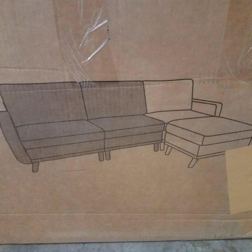 BOXED L-SHAPED CORDUROY SOFA (2 BOXES)