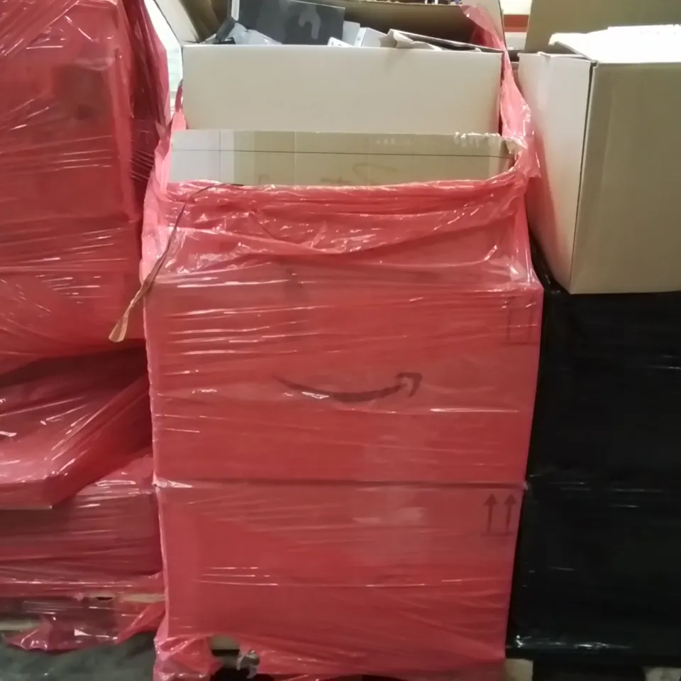 PALLET TO CONTAIN AN ASSORTMENT OF HOUSEHOLD ITEMS TO INCLUDE BABIES TOYS, MINI CHRISTMAS TREES, GLASSES AND A4 AUTOMATIC SHREDDER ECT