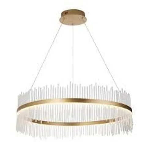 BOXED ENDON MONTE CARLO PENDANT LED LIGHT BRUSHED GOLD PLATED FINISH AND CLEAR GLASS