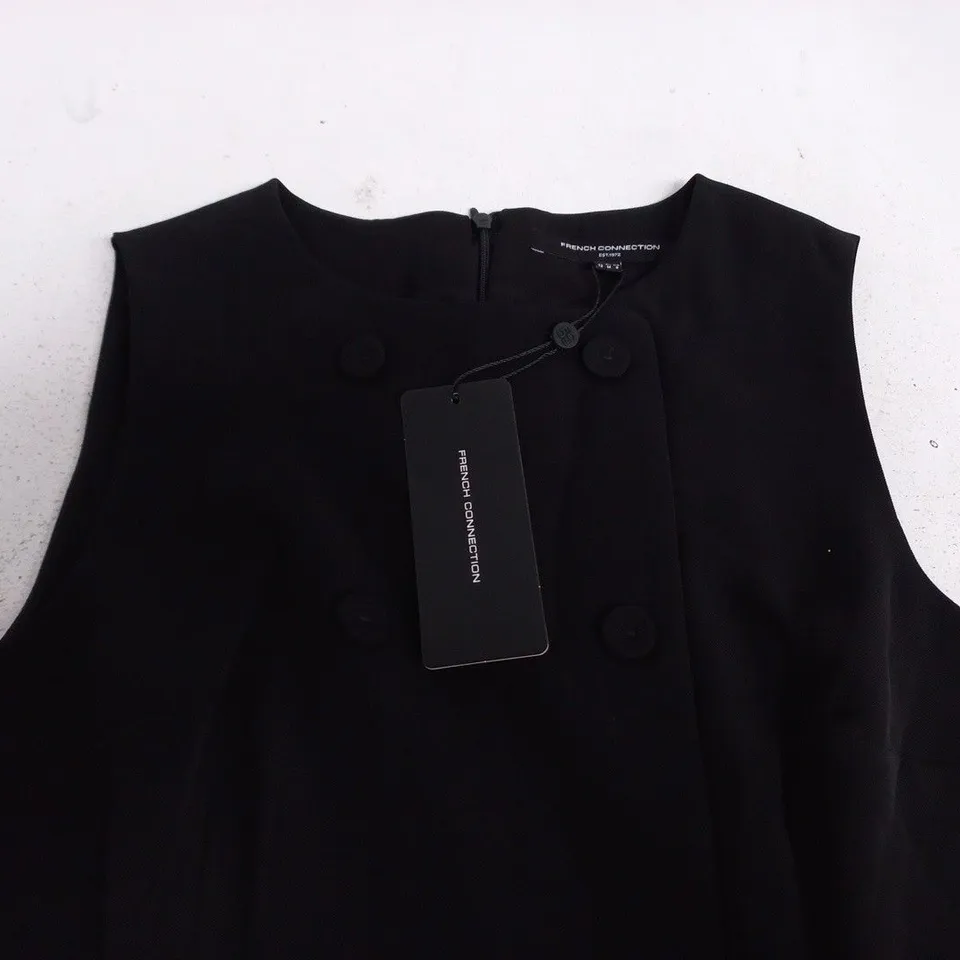 FRENCH CONNECTION HARRY SUITING DBL BREASTED DRESS IN BLACK - UK 12