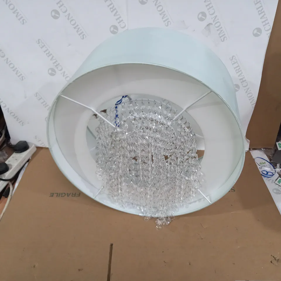 LIGHT BLUE DESIGNER LIGHT SHADE WITH CRYSTAL STYLE DECOR