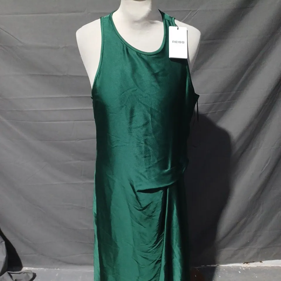 REISS DARK GREEN LOW NECK DRESS - SIZE 12 