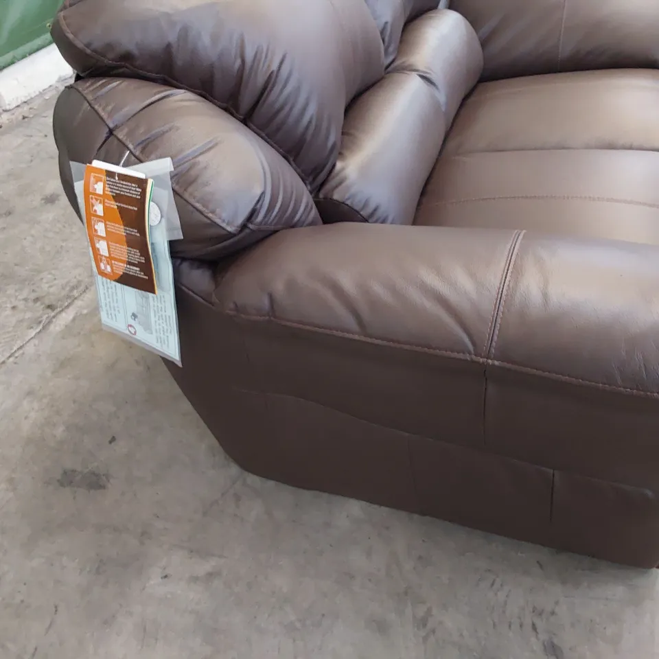 DESIGNER TWO SEATER SOFA BROWN FAUX LEATHER 