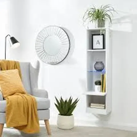 BRAND NEW BOXED GALICIA TALL SHELF UNIT WITH LED - WHITE