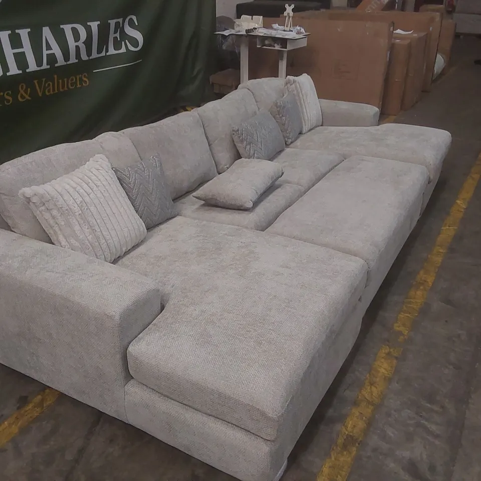 QUALITY DESIGNER BROADGATE LARGE U-SHAPE MODULAR SOFA WITH FOOTSTOOL