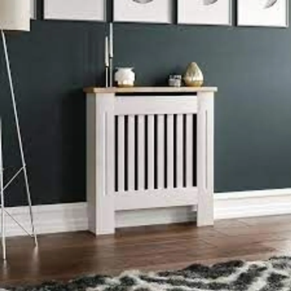 BOXED VIDA DESIGNS ARLINGTON SMALL RADIATOR COVER - WHITE & OAK (1 BOX)