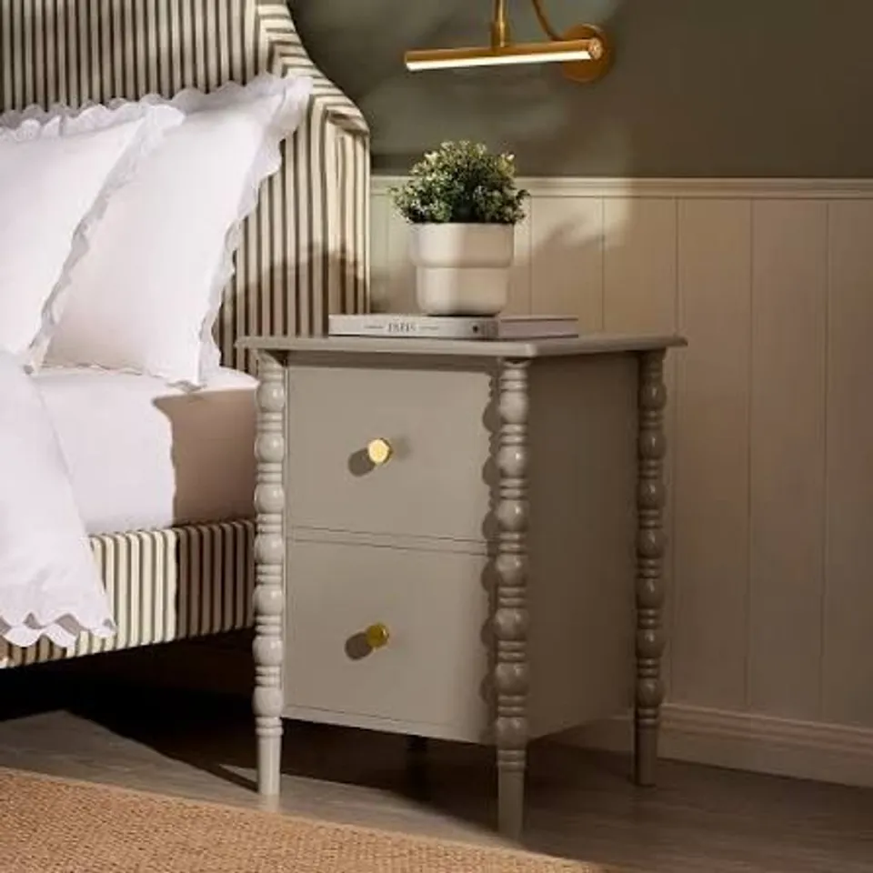 BOXED DUSK BONNIE BOBBIN SIDE TABLE - TAUPE (1 BOX)