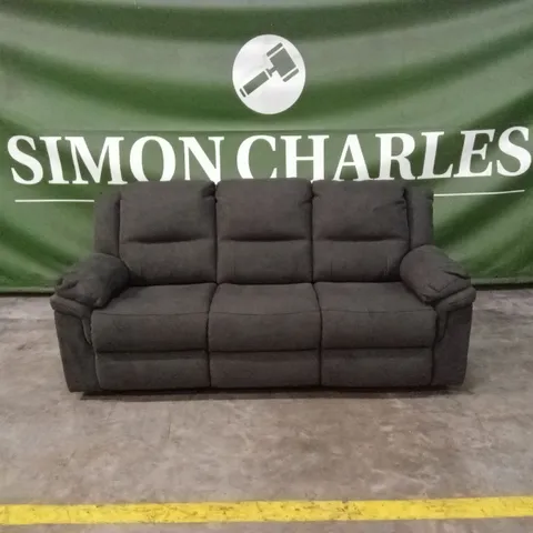 ALBION FABRIC 3 SEATER HIGH BACK MANUAL RECLINER SOFA - CHARCOAL