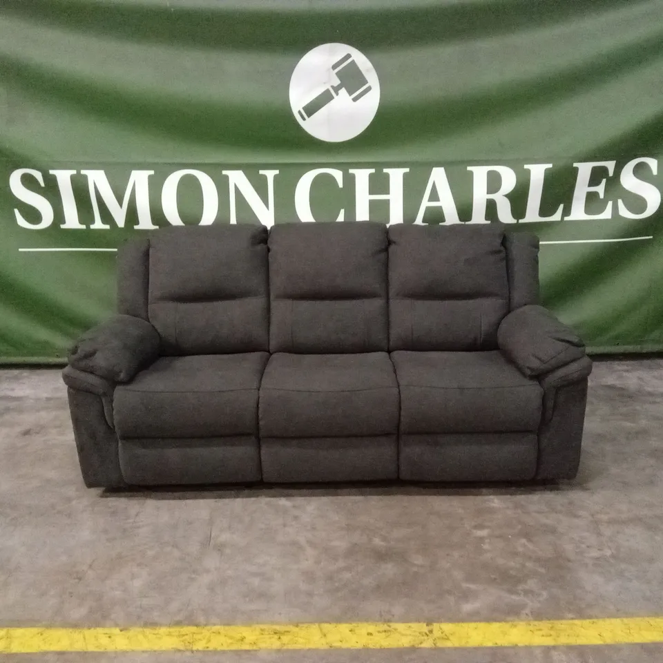 ALBION FABRIC 3 SEATER HIGH BACK MANUAL RECLINER SOFA - CHARCOAL RRP £749