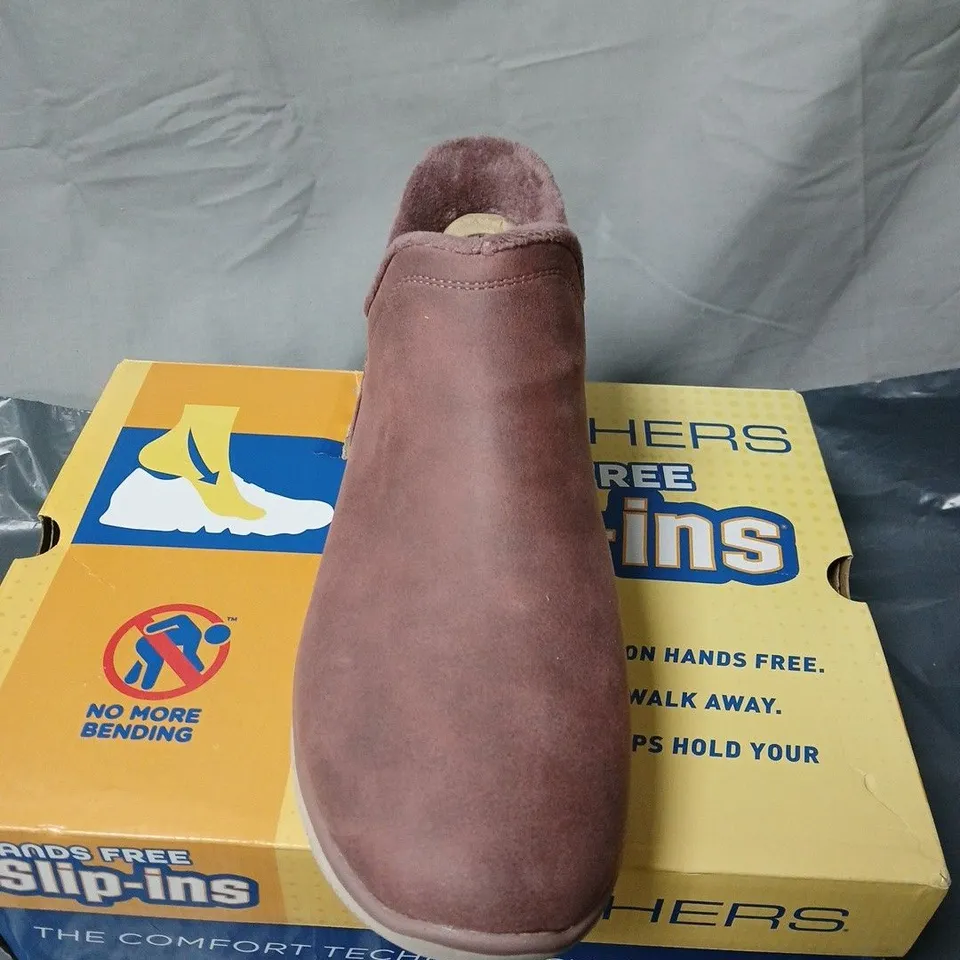 SKECHERS SLIP-ON SHOES – DARK ROSE - UK SIZE 8