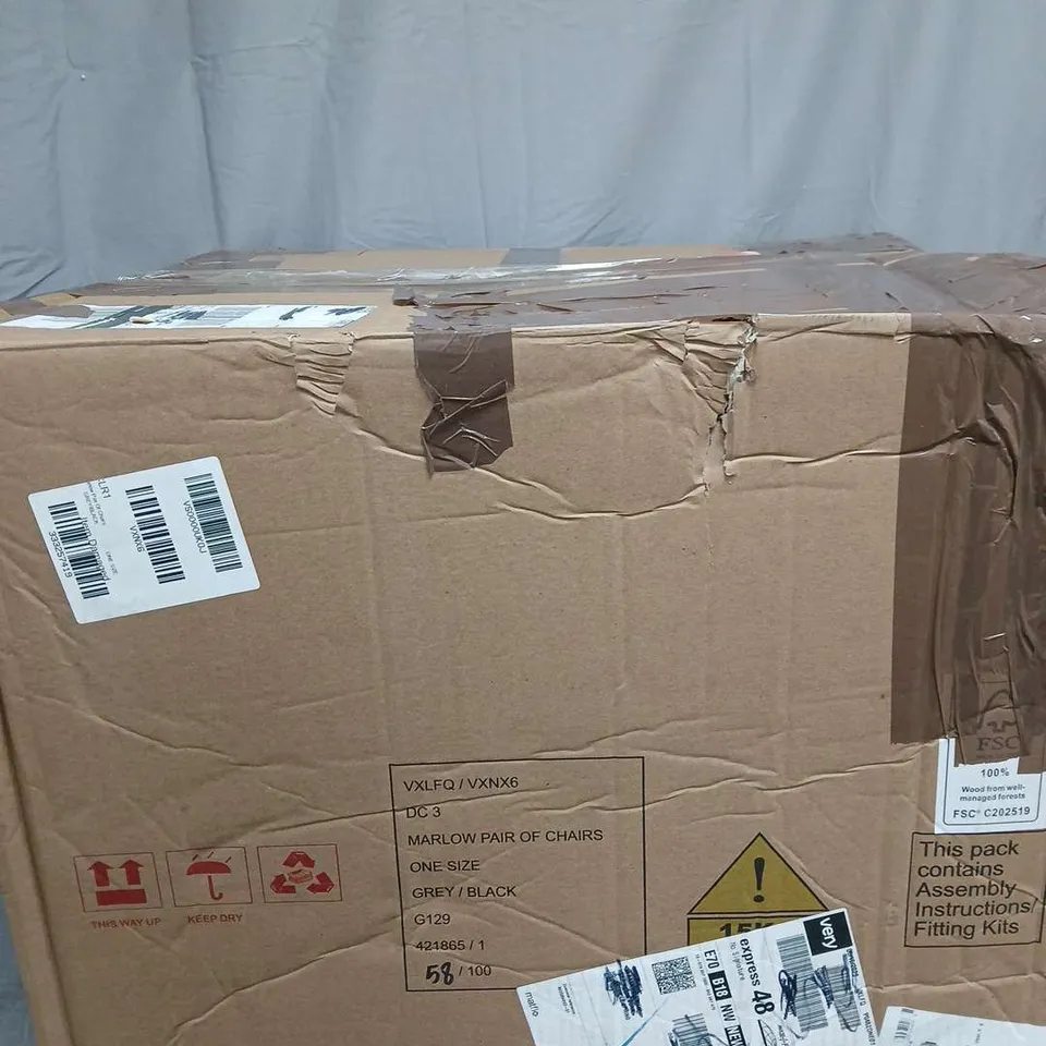 BOXED MARLOW PAIR OF DINING CHAIRS - GREY/BLACK (1 BOX)
