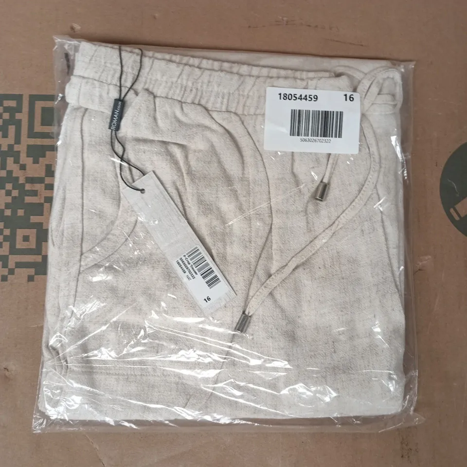 BAGGED ROMAN P-CROP TROUSERS IN BEIGE SIZE 16
