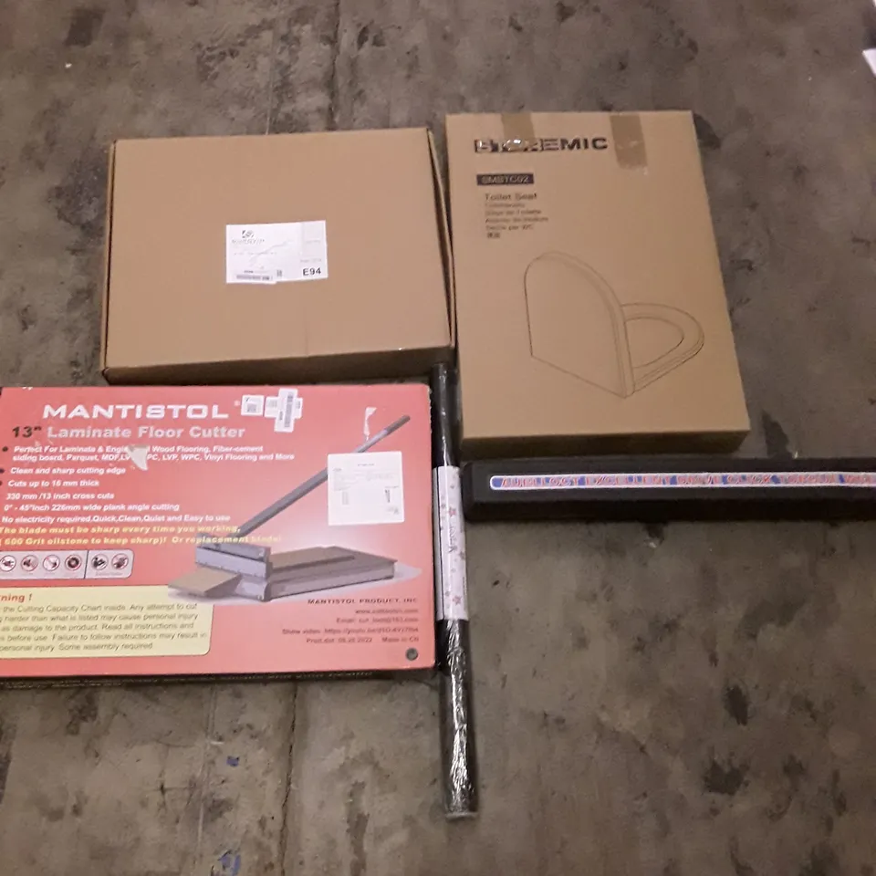 PALLET OF ASSORTED PRODUCTS TO INCLUDE; CLICK TORQUE WRENCH - MANTISTOL FLOOR CUTTER - TOILET SEAT ECT