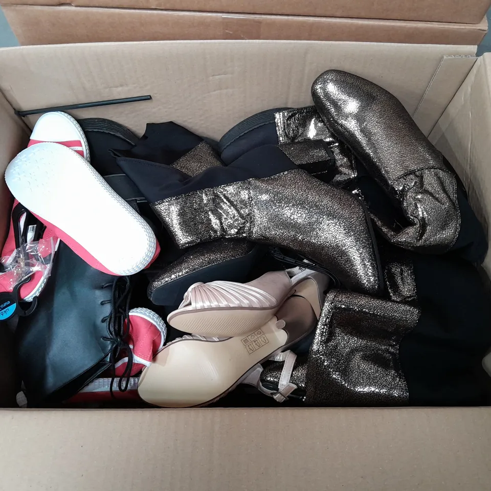 APPROXIMATELY 15 PAIRS OF LADIES SHOES. ASSORTED SIZES, COLOURS AND STYLES