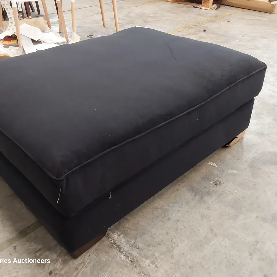 QUALITY BRITISH DESIGNER LOUNGE Co. IMOGEN LARGE RECTANGULAR FOOTSTOOL BLACK PLUSH FABRIC 