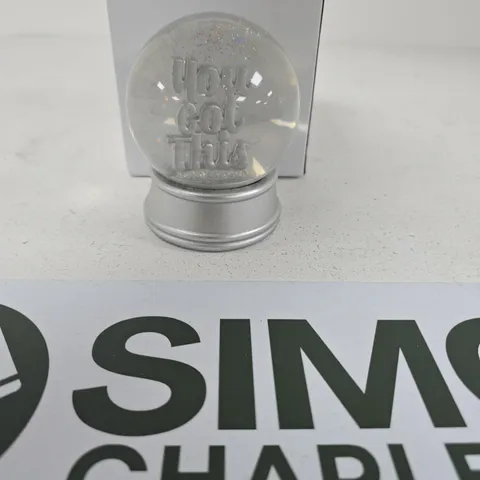 BOXED GLASS GLOBE DESK ORNAMENT WITH 'YOU GOT THIS' ENGRAVING – SILVER BASE