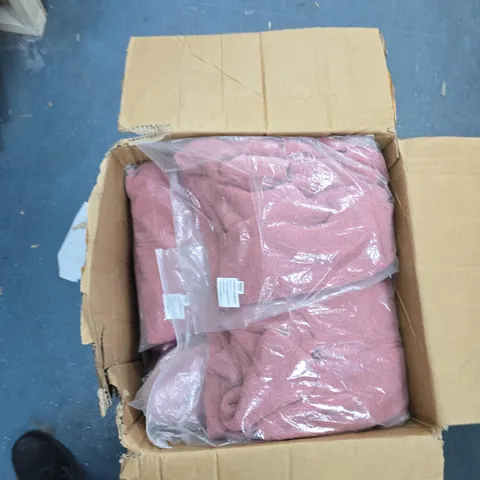 BOX OF APPROXIMATELY 15 ASSORTED CLOTHING TO INCLUDE: PINK LA MAREY PLUSH JACKET 