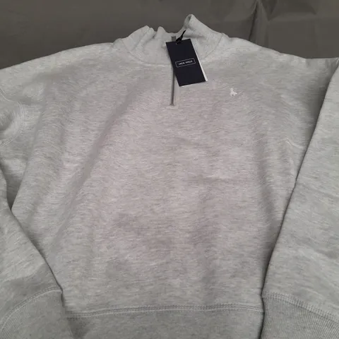 JACK WILLS ASTBURY 1/4 ZIP IN GREY MARL - SIZE 12