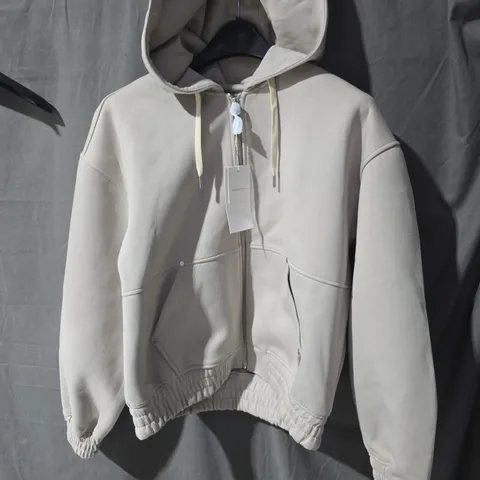 ZARA BEIGE ZIP-UP HOODIE – SIZE S (EUR/USA)