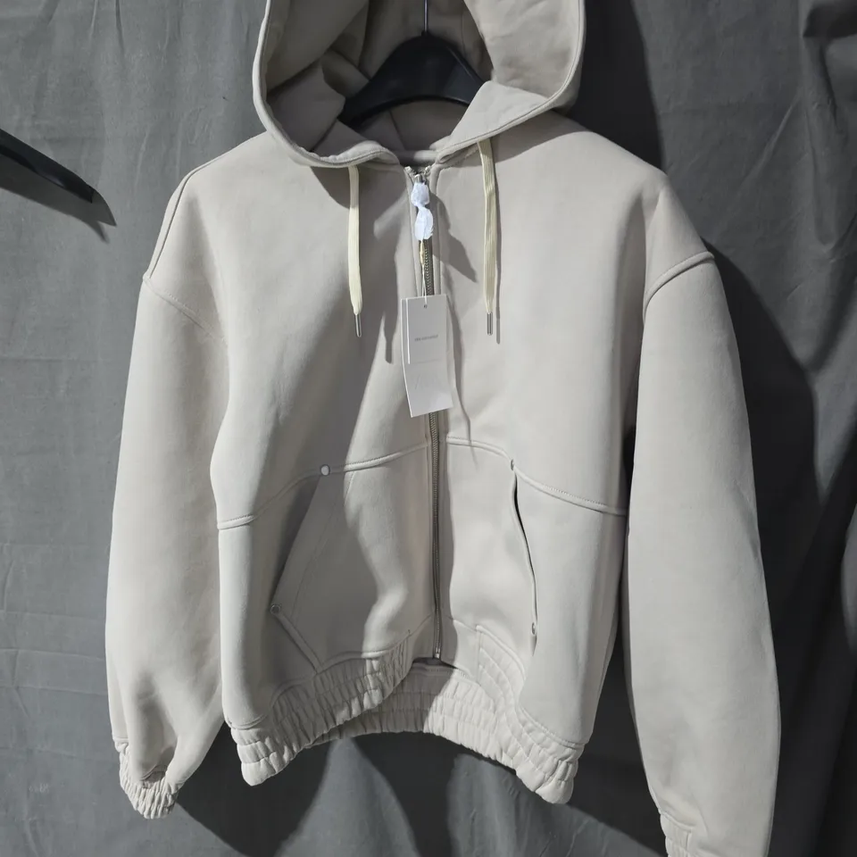 ZARA BEIGE ZIP-UP HOODIE – SIZE S (EUR/USA)