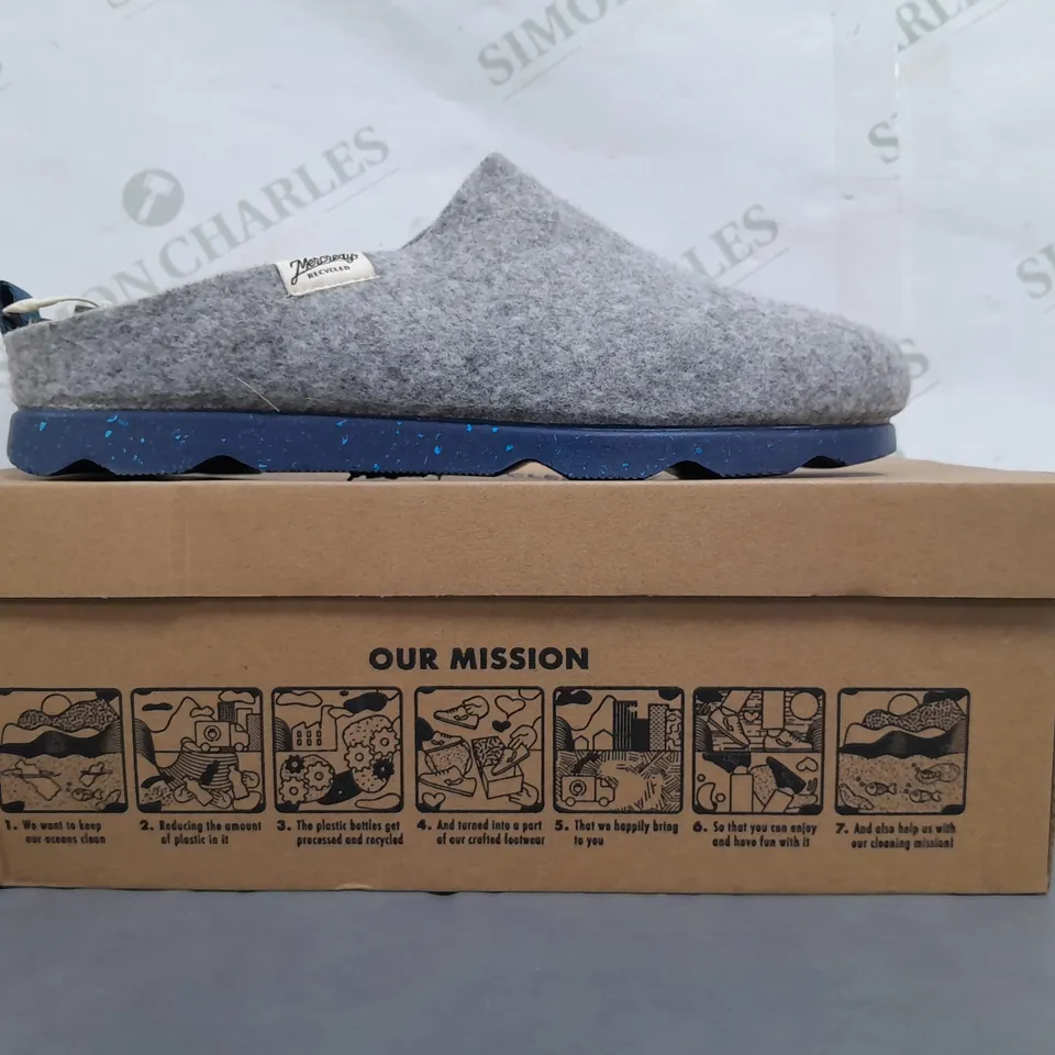 BOXED PAIR OF MERCREDY SLIPPERS IN GREY EU SIZE 38