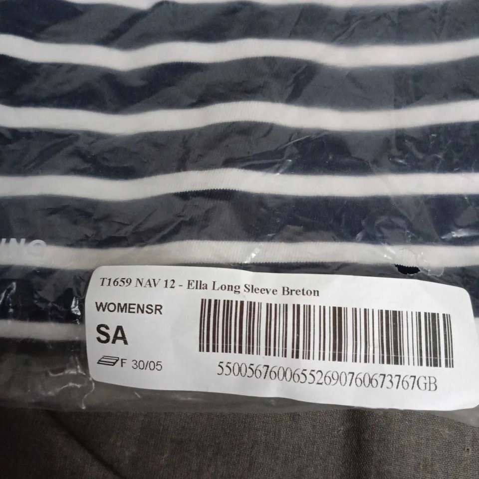 BODEN ELLA LONG SLEEVE BRETON TOP – NAVY & WHITE STRIPE, UK SIZE 12
