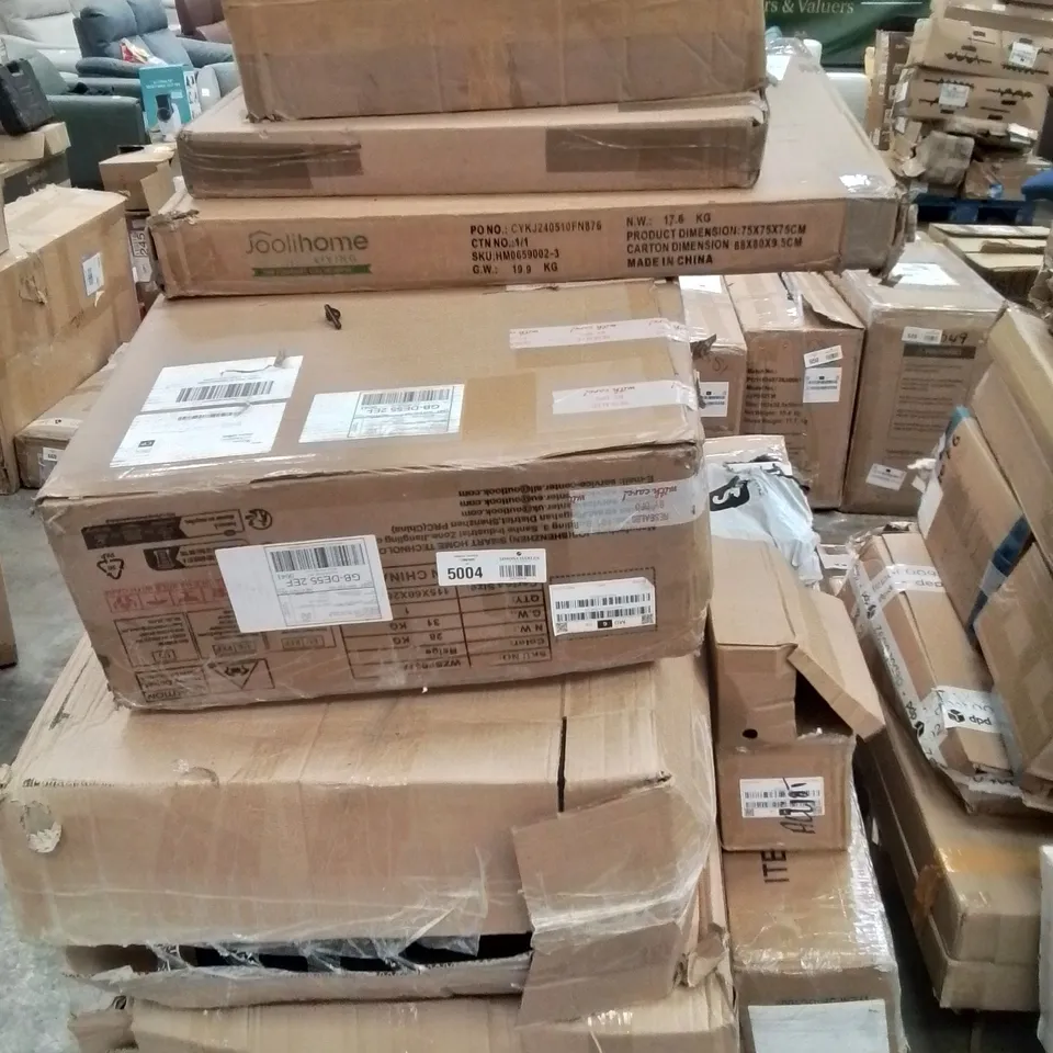 PALLET CONTAINING VARIOUS ASSORTED BOXED HOUSEHOLD CUSTOMER RETURNS TO INCLUDE: SOFA PARTS, OFFICE CHAIR ETC.