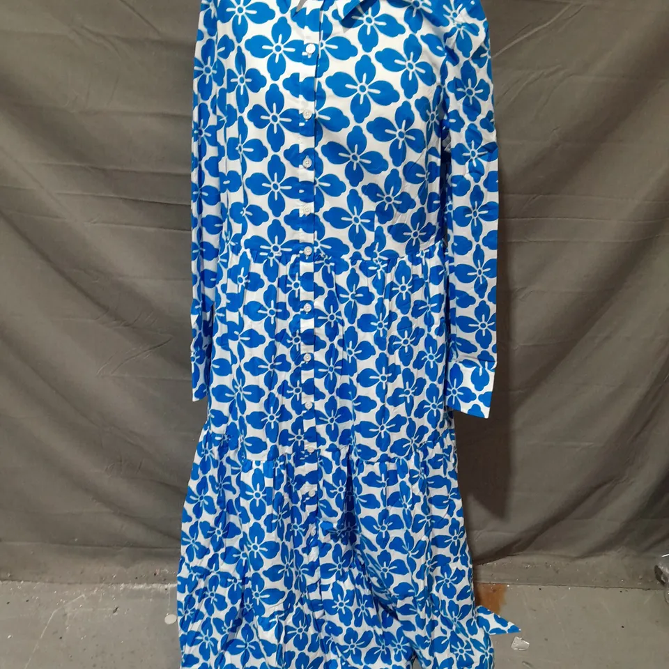 BODEN FLORAL DRESS IN NAVY/WHITE - UK 14R